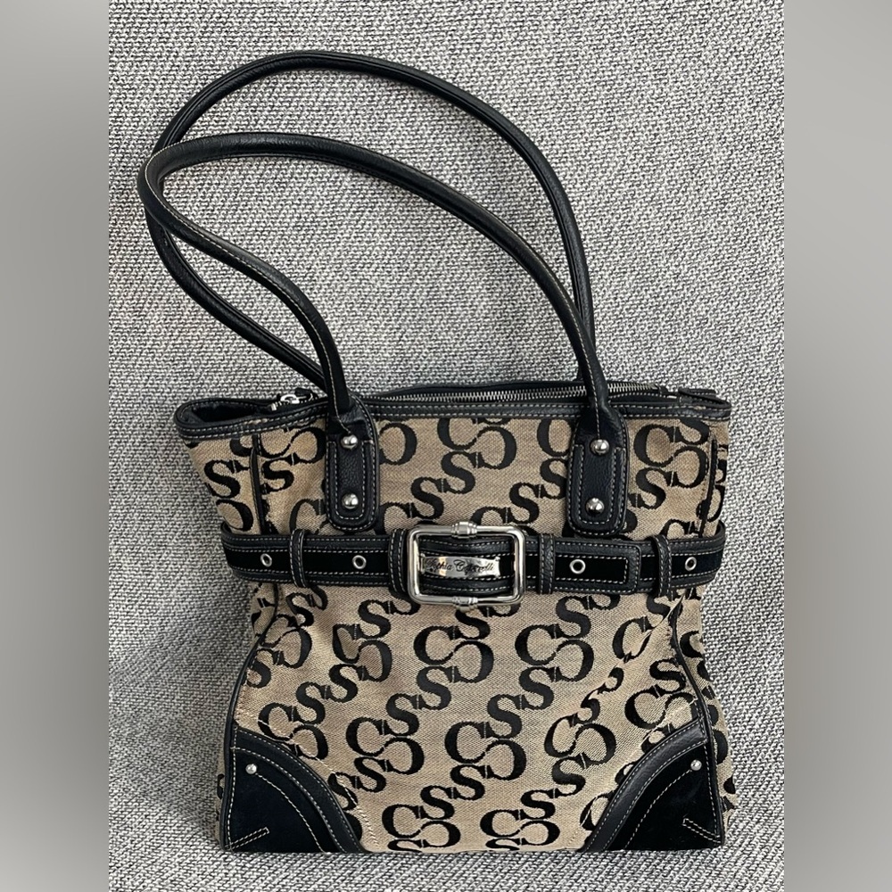 Sophia Caperelli Signature Black and Tan Tote Bag
